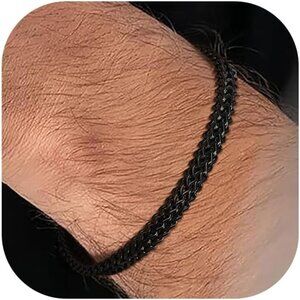 🆕 Men Black Stainless Steel Sturdy Clasp Franco Curb Chain Durable Bracelet